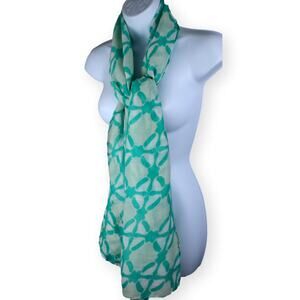 Charming Charlie Rectangle Green White Scarf